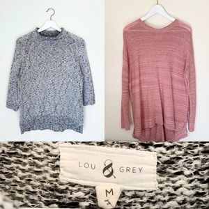 LOU & GREY Knit Sweater Bundle Grey Pink Medium